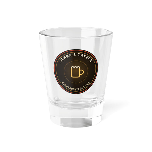 Dive Bar Shot Glass with Vintage Beer Badge | Jenna's Tavern