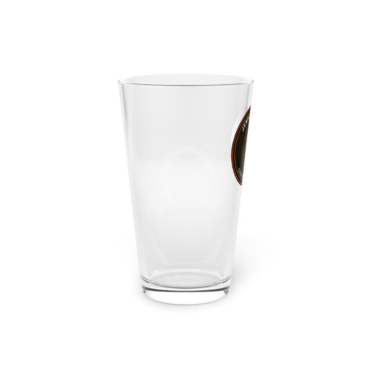 Dive Bar Pint Glass with Vintage Beer Badge | Jenna's Tavern