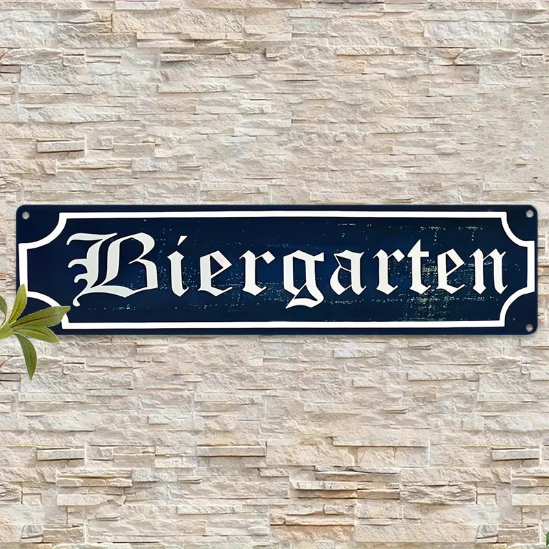 Biergarten Metal Bar Sign, Vintage Beer Garden Wall Decor | Jenna's Tavern