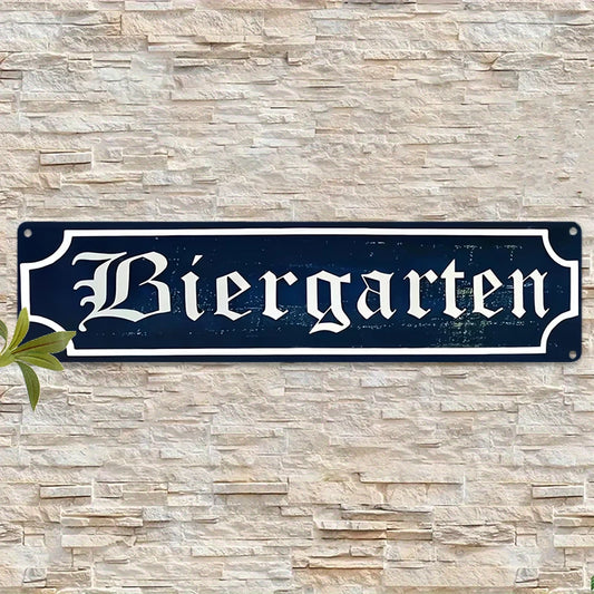 Biergarten Metal Bar Sign, Vintage Beer Garden Wall Decor | Jenna's Tavern
