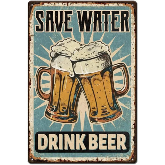 Save Water Drink Beer Vintage Bar Decor | Jenna's Tavern