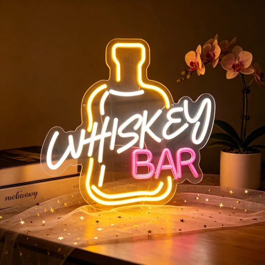 Whiskey Bar Neon Sign, LED Bar Wall Light Home Decor | Jenna's Tavern